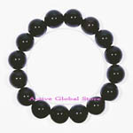 New 12.5 mm Natural Obsidian Stone Elastic Bracelet, Love Gift, Size M